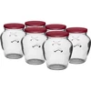 Amfora krukke 580 ml (fi 82) med bordeaux låg 6 stk ['sæt af krukker', ' krukker til syltning', ' krukker til marmelade', ' krukker med låg', ' krukker fi 82', ' krukker med 6 låse', ' krukker med bordeaux låg', ' til konservering', ' til syltning', ' krukker til honning', ' til honning', ' buttet krukke', ' krukke 0', '5 l', ' til pasteurisering']