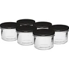 Enkel krukke 235 ml (fi82) med sort låg 6 stk. ['sæt med krukker', ' krukker til marmelade', ' krukker med låg', ' krukker fi 82', ' krukke med låg', ' 6 låse', ' krukker med sorte låg', ' til konservering', ' til syltning', ' krukkesæt', ' til kød']