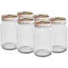 Glas TO 900 ml med farvet låg fi82/6 - 6 stk. ['konservesglas', ' 900 ml glas', ' glas med låg', ' glas med farvet låg', ' køkkenglas', ' glasglas', ' glas til småting', ' glas til kompot', ' glas til svampe', ' glas til marmelade', ' skruelågsglas']
