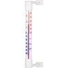 Hvidt udendørs termometer (-50°C til +50°C) 18cm ['udendørs termometer', ' termometer', ' vinduestermometer', ' termometer læsbar skala', ' termometer af plast', ' termometer til vindue', ' termometer til altan', ' tosidet termometer', ' selvklæbende termometer']
