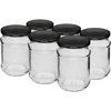 Krukke 250 ml fi 66/4 sort låg - 6 stk. ['sæt af krukker', ' krukker til syltning', ' krukker til marmelade', ' krukker med låg', ' krukker fi 66', ' krukker med låg 4 klips', ' krukker med sorte låg', ' til konservering', ' til syltning', ' krydderibeholdere']