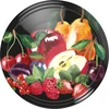 Låg fi 82/6 frugter på sort baggrund - 10 stk. ['låg', ' krukker', ' låg til marmelade', ' opbevaring', ' låg til krukker', ' sæsonens frugter', ' skruelåg til krukker', ' låg fi 82', ' låg med klik']