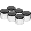 Lav krukke 330ml - med sort låg fi 82/6, 6 stk. ['lav krukke', ' glas krukke', ' krukke 330ml', ' twist-off låg', ' krukke til marmelade', ' opbevaringsbeholder', ' hjemmelavede konserver', ' krukke til sild', ' krukke til salat', ' krukke til dessert']