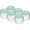 Lavt glas 330ml - med farvet låg fi 82/6, 6 stk. ['lavt glas', ' glasglas', ' glas 330ml', ' twist-off låg', ' glas til syltetøj', ' opbevaringsbeholder', ' hjemmelavede konserver', ' glas til sild', ' glas til salat', ' glas til dessert']