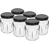 Syltetøjsglas 230ml med sort låg fi63/4 - 6 stk ['krukke', ' syltetøjsglas', ' 230 ml krukke', ' sæt af krukker', ' glas krukker', ' krukke til konservering', ' krukker til honning', ' 6 stk. krukker', ' glas krukke', ' krukker til marmelade', ' krukker til syltetøj', ' krukker til marmelade', ' krukke til honning', ' krukker med låg']
