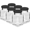 Twist-off glas 150ml Fire hjørner fi 53 med sort låg, 6 stk. - 9 