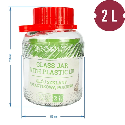 2L krukke med plastiklåg - 2