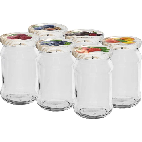 300 ml glas med farvet låg fi 66 - 6 stk.