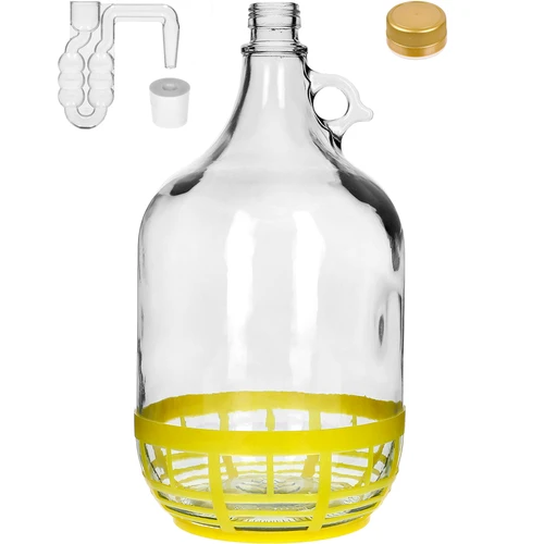 4 x Dame 5L med prop, gæringsrør, låg og kurv - 2