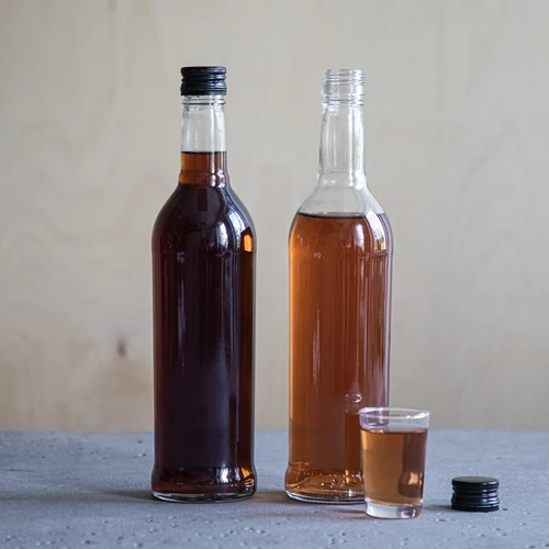 500 ml Slank Flaske med sort skruelåg, til vodka, 6 stk. - 9