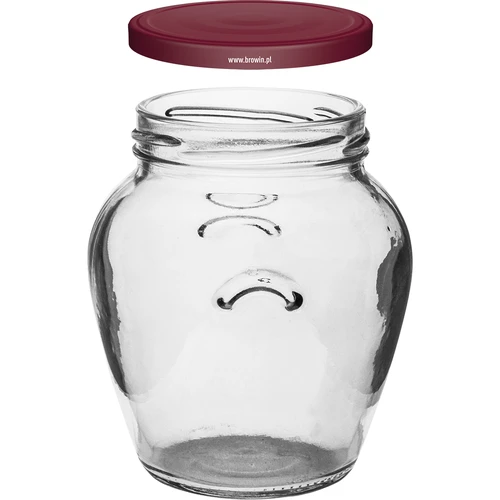 Amfora krukke 580 ml (fi 82) med bordeaux låg 6 stk - 3