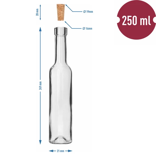 BELISSIMO flaske 250 ml, med naturkork, 1 stk. - 5