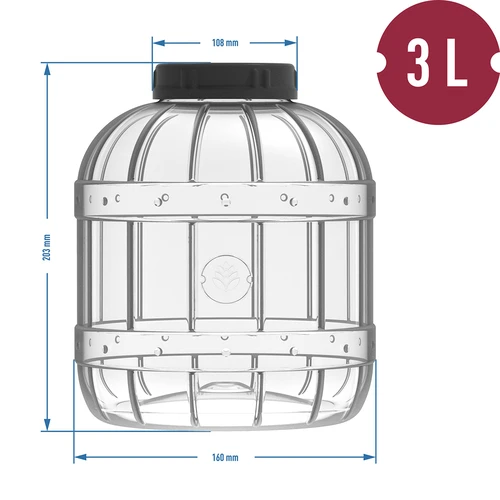 Brudsikker, multifunktionel krukke med sort låg, 3L - 4