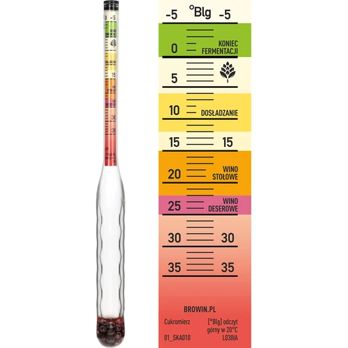 Brudsikker sukkerindholdsmåler med reagensglas, måleområde: -5-35°Blg - 3