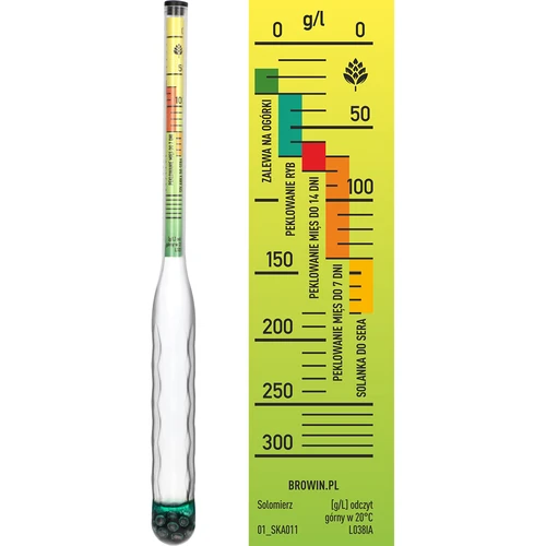 Uknuseligt salinometer med måleglas, måleområde: 0–300 g salt/L - 3