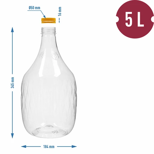 Damejeanne Dama 5 L PET, med skruelåg - 4