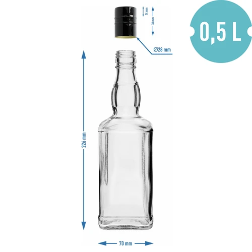 Daniels-flaske 500 ml med skruelåg, 1 stk. - 6