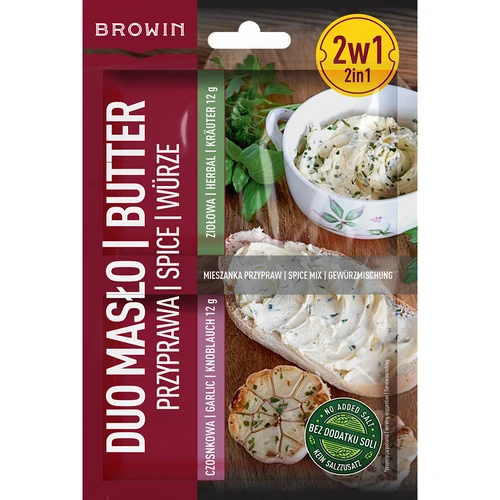 Duo Smør - hvidløgskrydderi og urtekrydderi 2 i 1, 2 x 12g