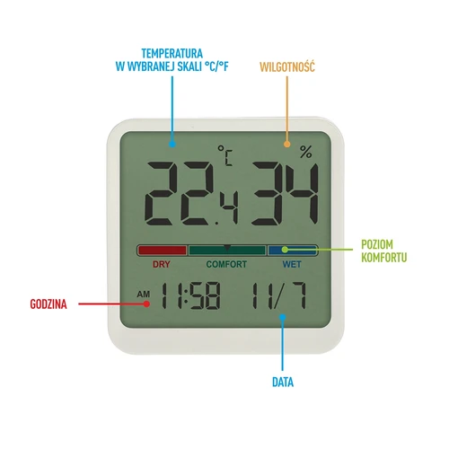 Elektronisk indendørs termometer, hvid - 7