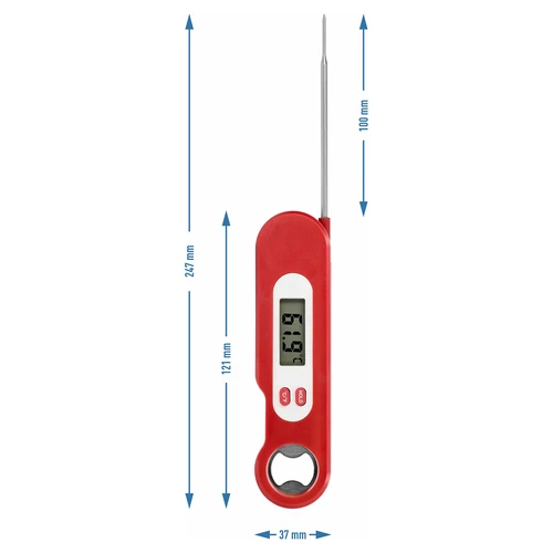 Elektronisk madlavningstermometer med sammenklappelig føler (-50/+300℃), rød - 5