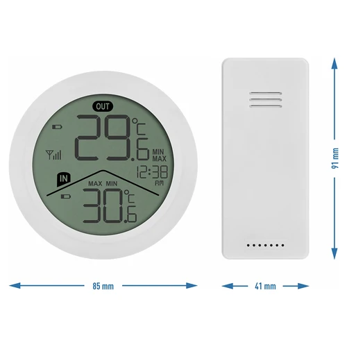 Elektronisk termometer fra Soens – med ekstern sensor, rundt, hvidt - 5