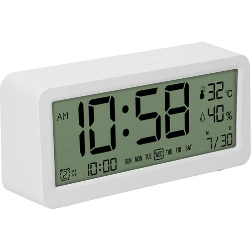 Elektronisk vejrstation Soens – hvid, med ur og kalender