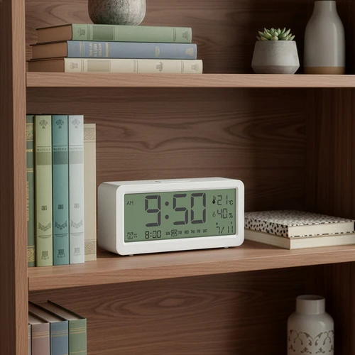 Elektronisk vejrstation Soens – hvid, med ur og kalender - 8