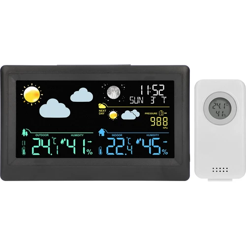 Elektronisk vejrstation – trådløs, med sensor, sort - 2