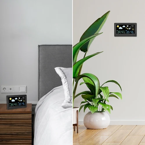 Elektronisk vejrstation – trådløs, med sensor, sort - 11