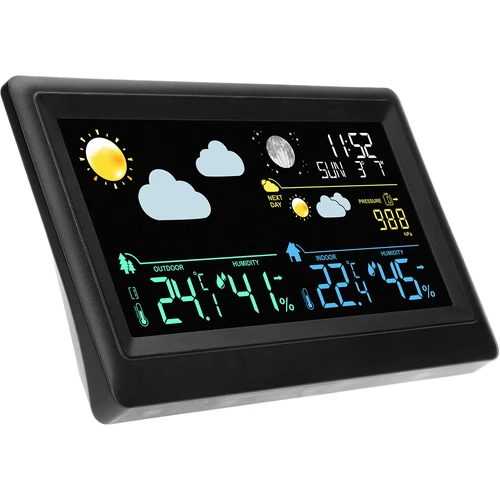 Elektronisk vejrstation – trådløs, med sensor, sort - 3