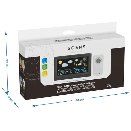 Elektronisk vejrstation – trådløs, med sensor, sort - 14