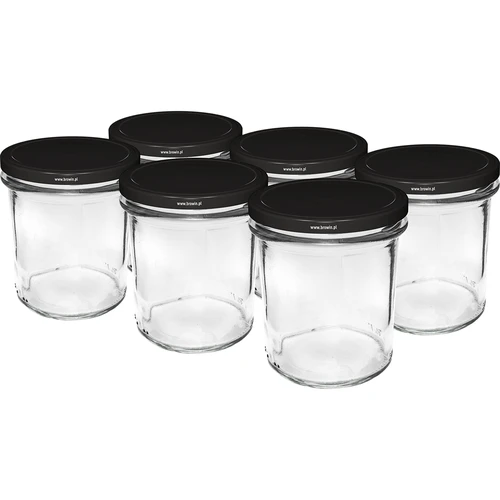 Enkel krukke 350ml med sort låg fi82 - 6 stk.