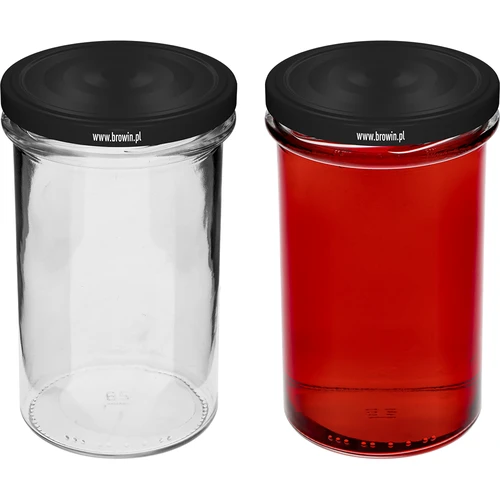 Enkel krukke 545ml (fi 82) - med sort låg, 6 stk. - 5