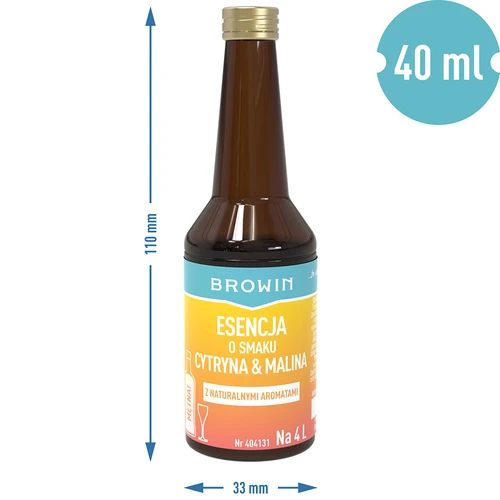 Essens med citron-hindbær smag - 40 ml, til 4L - 7
