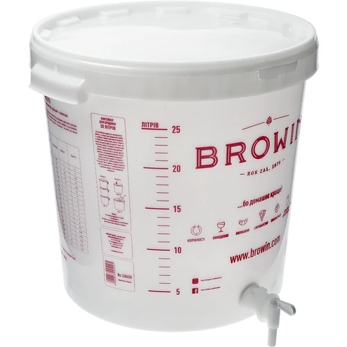 Fermenteringsbeholder 30 L med låg, hane og rør UA - 3