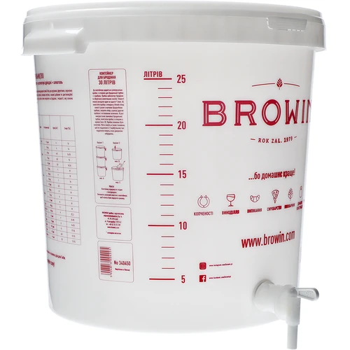 Fermenteringsbeholder 30 L med låg, hane og rør UA - 5