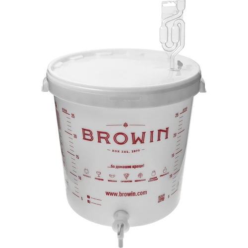 Fermenteringsbeholder 30 L med låg, hane og rør UA