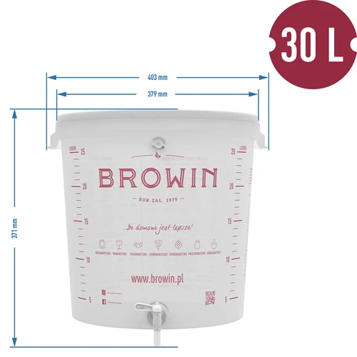 Fermenteringsbeholder 30 L med låg og hane - 9