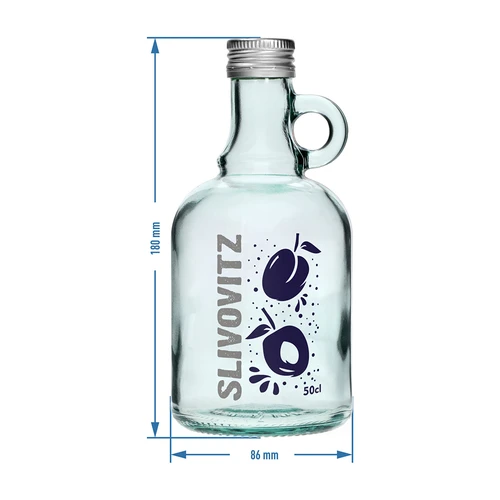 Flaske 0,5 L med låg og 2-farvet tryk Slivovitz - 4 stk. - 7