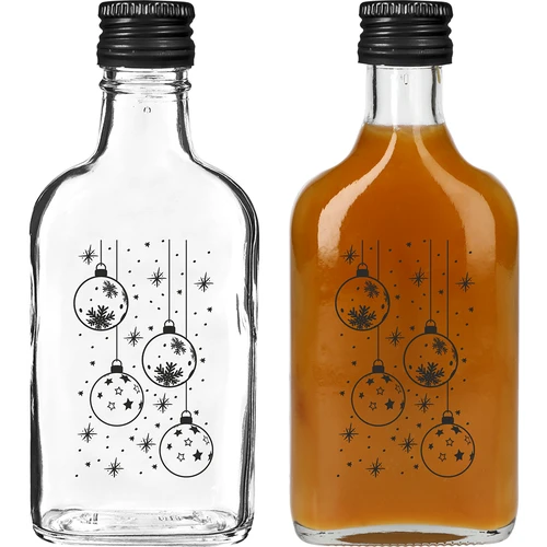 Lommelærke-flaske 200 ml med skruelåg, tryk "Julekugler", 1 stk. - 2