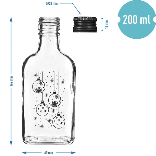 Lommelærke-flaske 200 ml med skruelåg, tryk "Julekugler", 1 stk. - 5