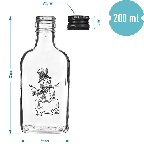 Lommelærkeflaske 200 ml med skruelåg, tryk 'Snemand', 1 stk. - 5