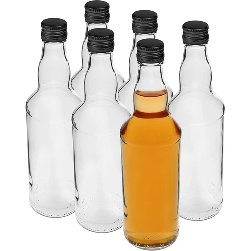 Flaske 500 ml til vodka, med sort skruelåg, 6 stk. - 3