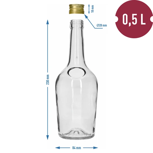 Flaske GLORIA 0,5 L, med gyldent skruelåg Ø28, 1 stk. - 6