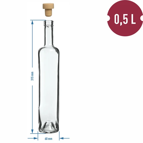 Marina-flaske 500 ml med korkprop, 1 stk. - 4