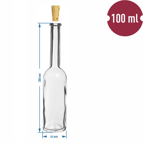 Flaske til likør 100 ml 6 stk. + 6 propper - 8