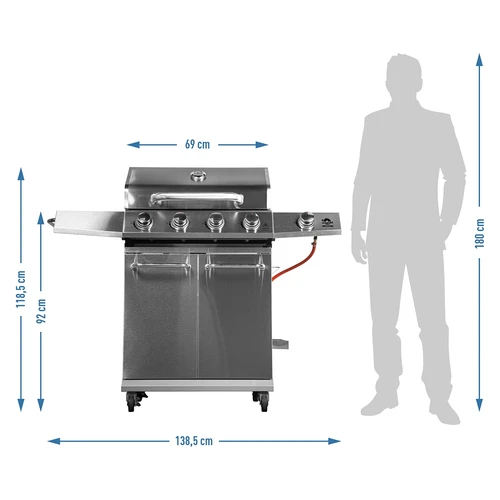 Gasgrill dragON BBQ201, 18,8 kW, sølv - 12