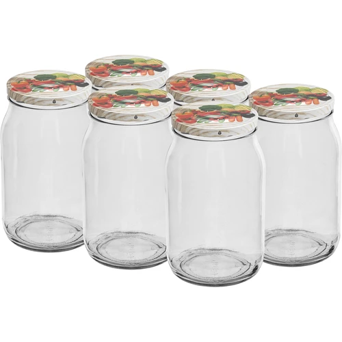 Glas TO 900 ml med farvet låg fi82/6 - 6 stk.