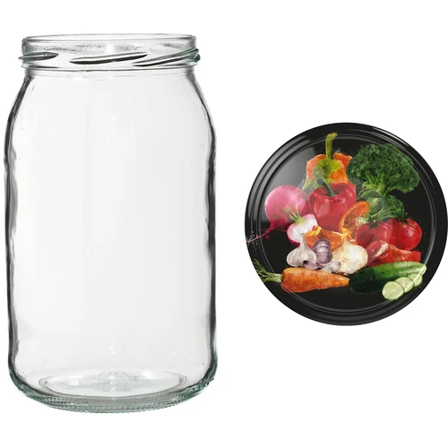 Glas TO 900 ml med farvet låg fi82/6 - 6 stk. - 12