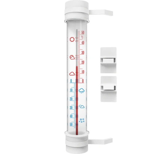 Hvidt udendørs termometer (-50°C til +50°C) 27cm